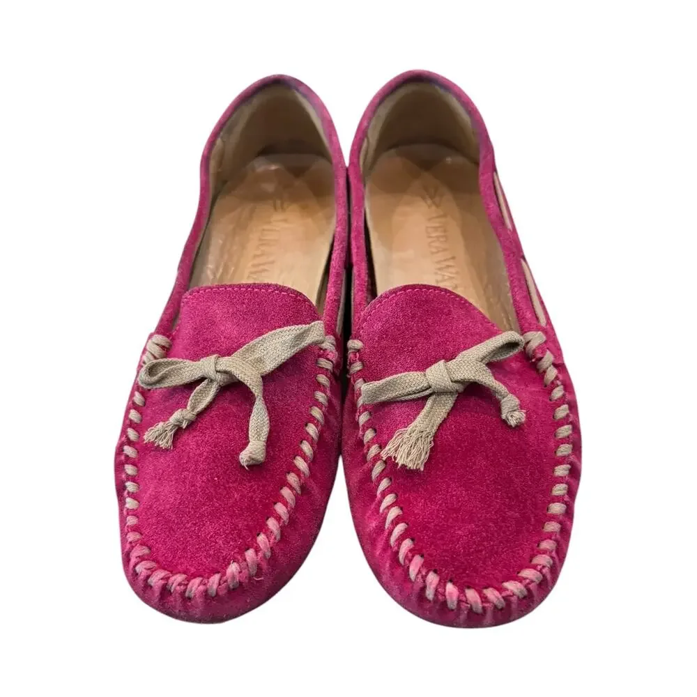Vera Wang Dorian Pink Suede Moccasin Loafers Driving Shoes 8M EU 39